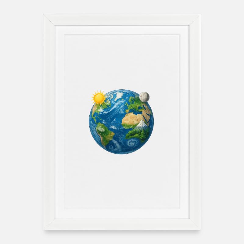 Terre - Terre - Planète Terre Univers - Affiche encadrée (27 × 37 cm) - blanc