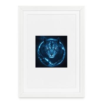 Leuchtender Tiger und nachtaktiver Kosmos - Gerahmtes Poster (27 × 37 cm) - Weiß - Vorne