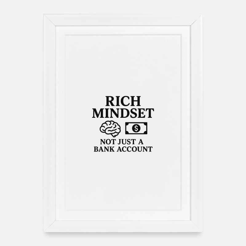 Motif de penseur riche avec des symboles d’argent - Affiche encadrée (27 × 37 cm) - blanc