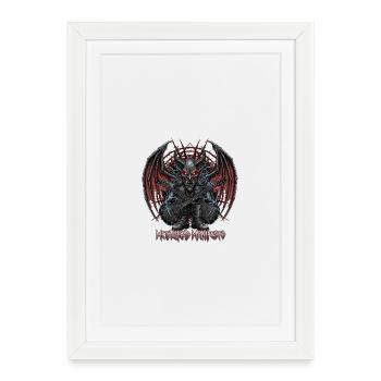 Demonic guitarist with wings - Framed poster (27 × 37 cm) - white - Front