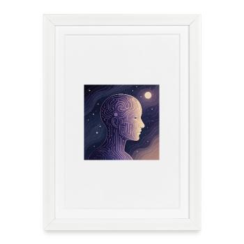 Digitales Bewusstsein – Futuristisches KI T-Shirt - Gerahmtes Poster (27 × 37 cm) - Weiß - Vorne