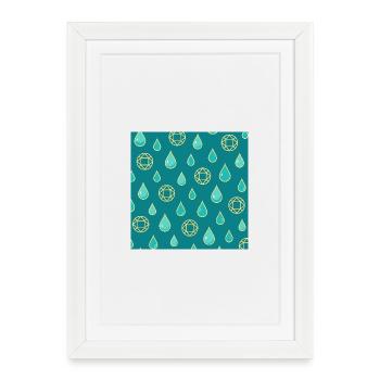 Bijou waterproof – motif goutte et diamant - Affiche encadrée (27 × 37 cm) - blanc - Devant