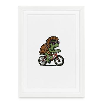 Vélo Tortue - Affiche encadrée (27 × 37 cm) - blanc - Devant