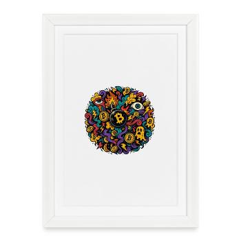 Conception du chaos volcanique du bitcoin - Affiche encadrée (27 × 37 cm) - blanc - Devant