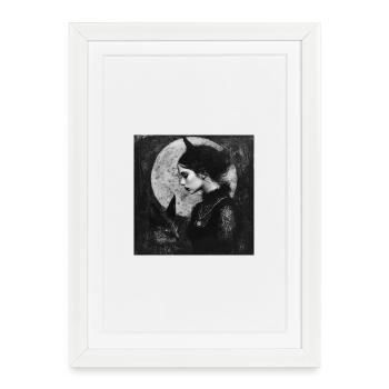 Nachtkatze und Dämongirl - Gerahmtes Poster (27 × 37 cm) - Weiß - Vorne