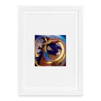 Mystische Frau mit dem Goldenen Kreis - Gerahmtes Poster (27 × 37 cm) - Weiß - Vorne