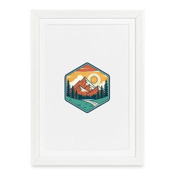 Montagne et soleil dans la nature - Affiche encadrée (27 × 37 cm) - blanc - Devant
