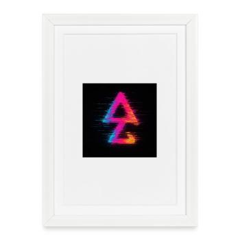 Néon Glitch Triangle Aura - Affiche encadrée (27 × 37 cm) - blanc - Devant