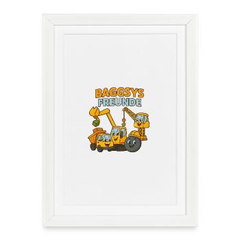 Baggsy Friends Conception d’équipements de construction - Affiche encadrée (27 × 37 cm) - blanc - Devant