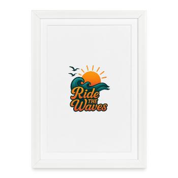 Chevauchez les vagues Artistique Coucher de soleil Design - Affiche encadrée (27 × 37 cm) - blanc - Devant