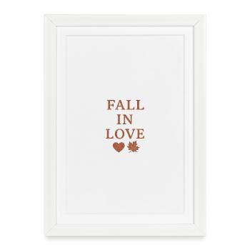 Lettrage d’amour d’automne avec feuille d’érable - Affiche encadrée (27 × 37 cm) - blanc - Devant