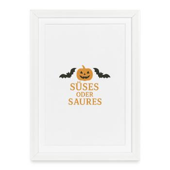 Conception de citrouille d’Halloween avec des chauves-souris - Affiche encadrée (27 × 37 cm) - blanc - Devant