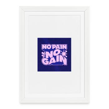 Pas de douleur, pas de gain Conception motivante - Affiche encadrée (27 × 37 cm) - blanc - Devant