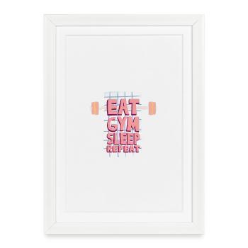 Decorative Fitness Slogan with Barbell - Framed poster (27 × 37 cm) - white - Front