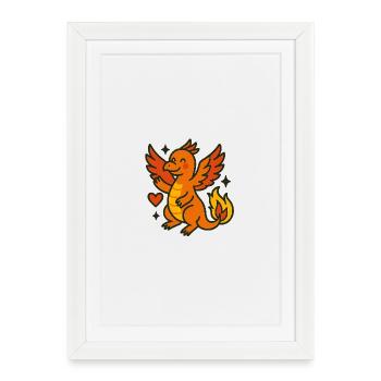 Dino_mit_Herz_im_Herbst - Framed poster (27 × 37 cm) - white - Front