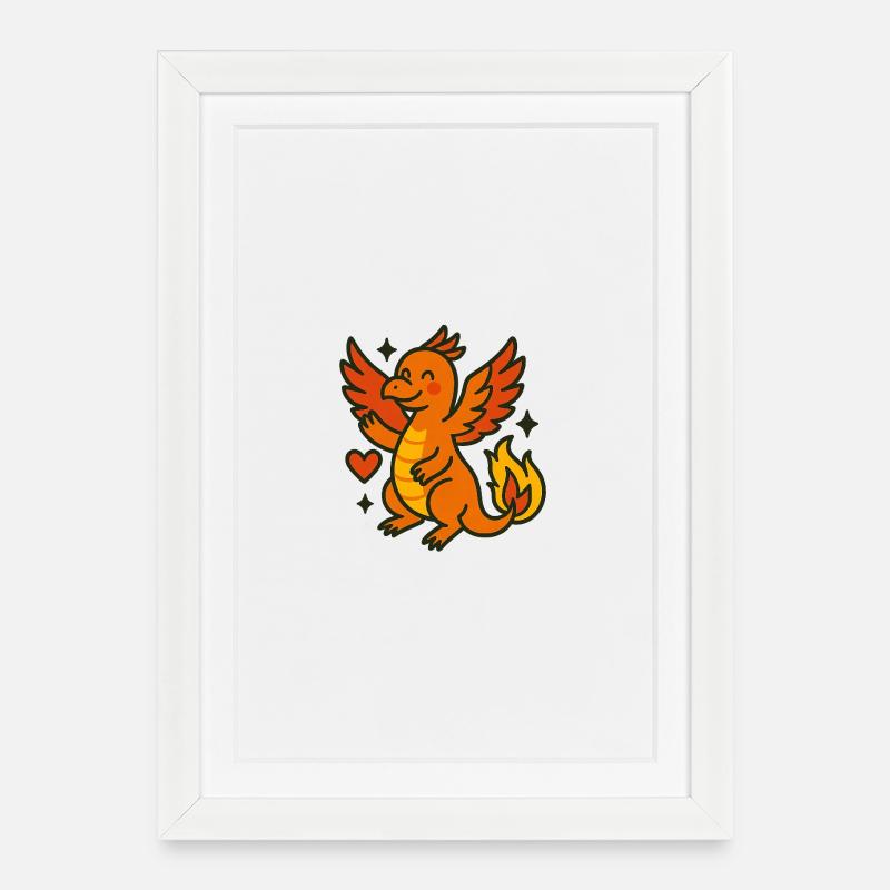 Dino_mit_Herz_im_Herbst - Framed poster (27 × 37 cm) - white
