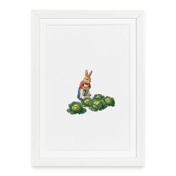 Lapine Jardinière Prend Soin Des Choux - Affiche encadrée (27 × 37 cm) - blanc - Devant
