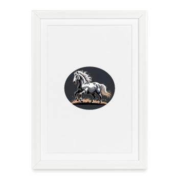 Elegant Silver Trotting Tinker Stallion - Framed poster (27 × 37 cm) - white - Front