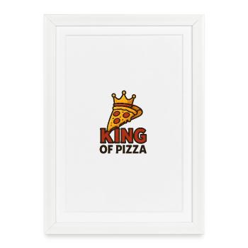 Roi de la pizza avec couronne - Affiche encadrée (27 × 37 cm) - blanc - Devant