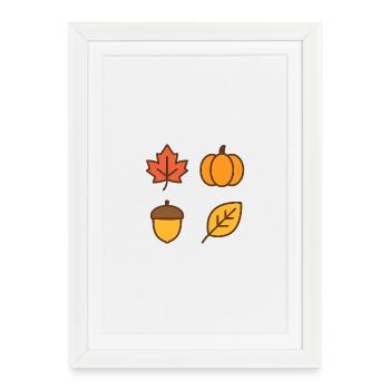 Autumn Leaves and Pumpkin Theme - Framed poster (27 × 37 cm) - white - Front