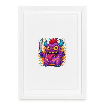 Imprimé de créature zombie excentrique - Affiche encadrée (27 × 37 cm) - blanc - Devant