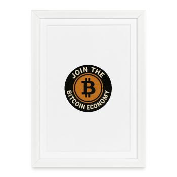 Join the Bitcoin economy round button - Framed poster (27 × 37 cm) - white - Front
