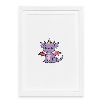 Cute dragon charm in pastel colors - Framed poster (27 × 37 cm) - white - Front