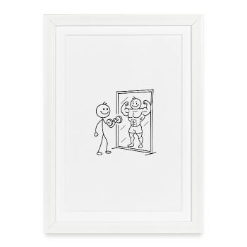 Motivational figure in the gym - Framed poster (27 × 37 cm) - white - Front