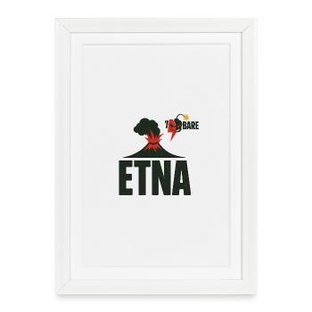 Ätna Eruption Grafik T-Shirt - Gerahmtes Poster (27 × 37 cm) - Weiß - Vorne