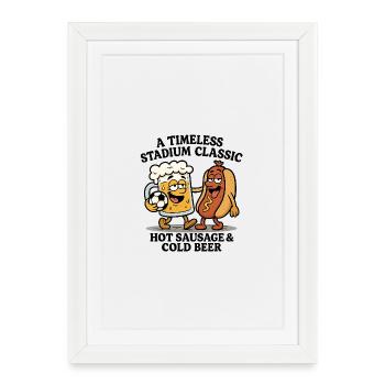 Beer and hot dog - Framed poster (27 × 37 cm) - white - Front
