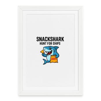 Cute shark with chips - Framed poster (27 × 37 cm) - white - Front