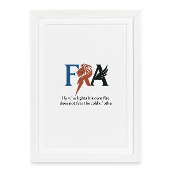 Design mit Löwenporträt und Ästhetik - Gerahmtes Poster (27 × 37 cm) - Weiß - Vorne