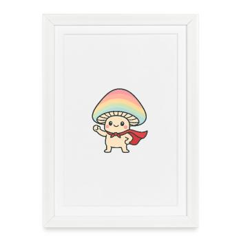 Mushroom Superhero Cartoon Design - Framed poster (27 × 37 cm) - white - Front
