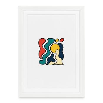Abstraktes Design mit gelber Sonne - Gerahmtes Poster (27 × 37 cm) - Weiß - Vorne
