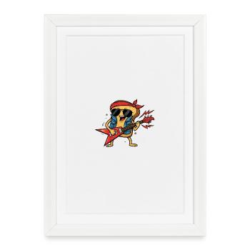 Rocker Biscuit mit elektrischer Gitarra - Gerahmtes Poster (27 × 37 cm) - Weiß - Vorne