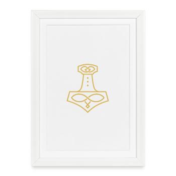 Marteau de Thor Mjölnir – Noble symbole nordique - Affiche encadrée (27 × 37 cm) - blanc - Devant
