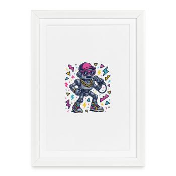 Robot with hip-hop style and color design - Framed poster (27 × 37 cm) - white - Front