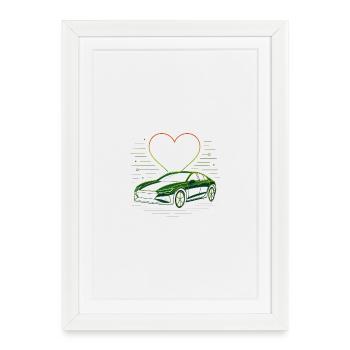 Voiture de sport lumineuse avec cœur - Affiche encadrée (27 × 37 cm) - blanc - Devant