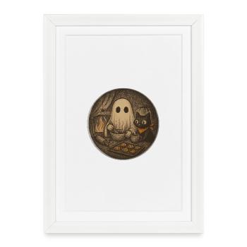 Ghost cooks cookies in the cuddle house - Framed poster (27 × 37 cm) - white - Front