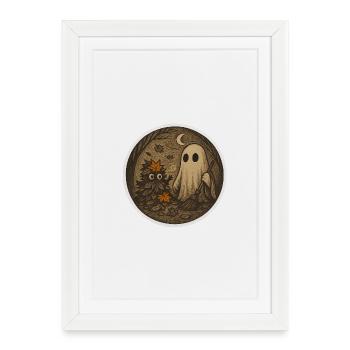 Ghostly Forest Night Illustration - Framed poster (27 × 37 cm) - white - Front