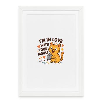 Lovely cat in love with mouse - Framed poster (27 × 37 cm) - white - Front