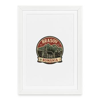 Conception du paysage de montagne de Brașov - Affiche encadrée (27 × 37 cm) - blanc - Devant