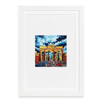 Urban Skyline Berlin Brandenburg Gate Artwork - Framed poster (27 × 37 cm) - white - Front