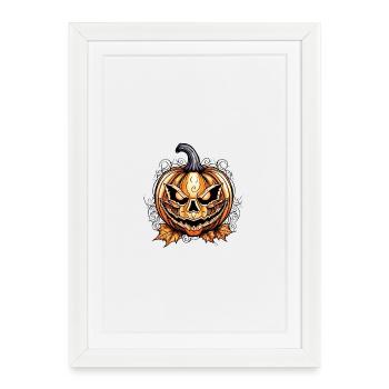Citrouille effrayante d’Halloween avec motif de crâne - Affiche encadrée (27 × 37 cm) - blanc - Devant