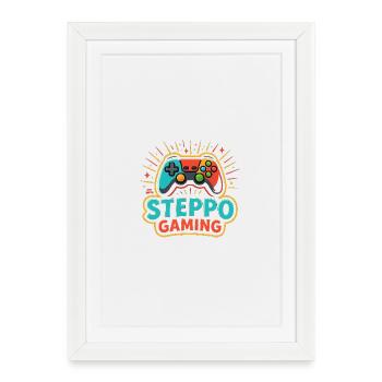 Logo de la manette de jeu Steppo - Affiche encadrée (27 × 37 cm) - blanc - Devant