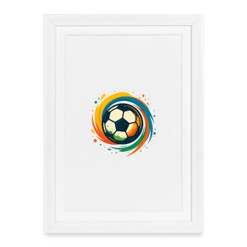 Art du football tourbillon de couleur - Affiche encadrée (27 × 37 cm) - blanc - Devant