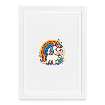 Graphique Licorne Arc-en-ciel - Affiche encadrée (27 × 37 cm) - blanc - Devant