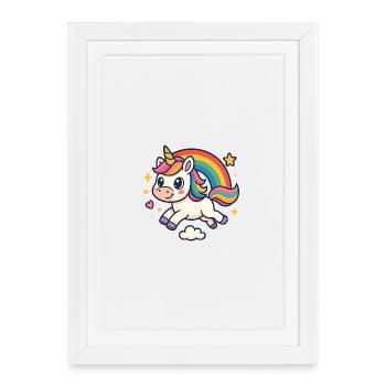 Licorne colorée arc-en-ciel - Affiche encadrée (27 × 37 cm) - blanc - Devant