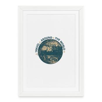 Voiture ancienne – Voyage autour du monde - Affiche encadrée (27 × 37 cm) - blanc - Devant