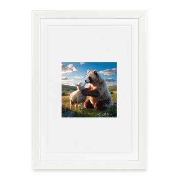 Herzensbande Bärenlamm Im Feld - Gerahmtes Poster (27 × 37 cm) - Weiß - Vorne